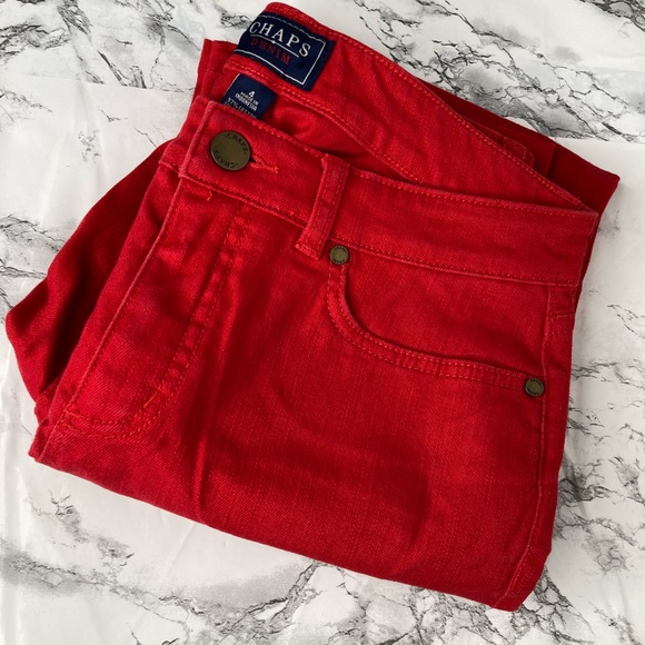 CHAPS Denim Red Daniella curvy fit jeans size 4 like new! - Picture 14 of 15